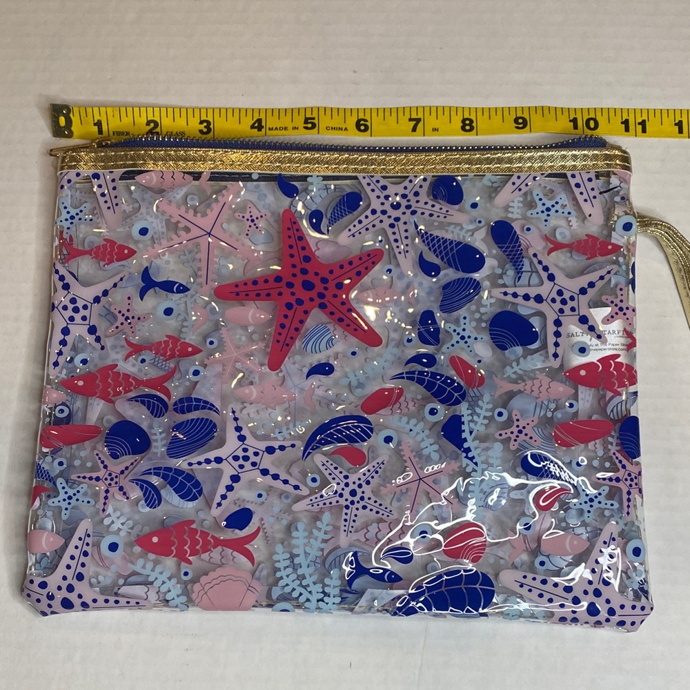 Starfish and Seashell Water Resistant Vynil Beach Day Pouch